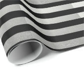 Elegantes Schwarzes Stripes die silberne gedruckte Geschenkpapier (Rolleneckpunkt)