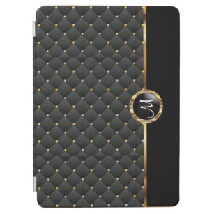 Elegantes Schwarzes Textur- und Goldmuster - Monog iPad Air Hülle