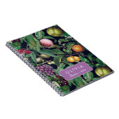 Elegantes schwarzes tropisches Früchte-Monogramm-M Notizblock (Rechte Seite)