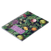 Elegantes schwarzes tropisches Früchte-Monogramm-M Notizblock (Linke Seite)