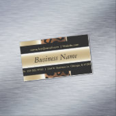 Elegantes Schwarzes u. Champagne-Leopard Magnetische Visitenkarte (Beispiel)