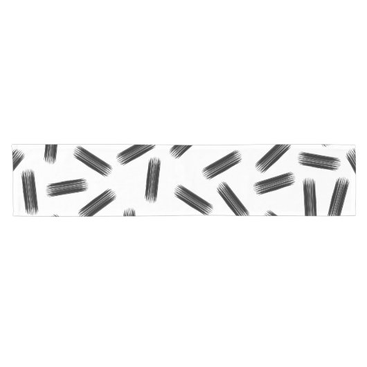 Elegantes schwarzes u. weißes Brushstroke-Muster Kurzer Tischläufer (Horizontal)