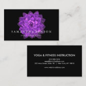 Elegantes schwarzes u. weißes lila Lotos-Logo-Yoga Visitenkarte (Vorne/Hinten)