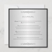 Elegantes schwarzes u. weißes silbernes einladung (Rückseite)
