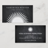 Elegantes schwarzes u. weißes Sun-Logo-Yoga Visitenkarte (Vorne/Hinten)