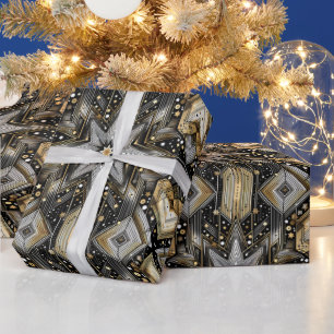 Elegantes Schwarzes und Gold Geschenkpapier