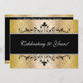 Elegantes Schwarzes und Gold laden ein Einladung (Vorne/Hinten)