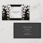 Elegantes Schwarzes und Gold, Orchideen Visitenkarte (Vorne/Hinten)