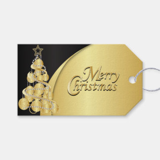 Elegantes Schwarzes und Gold Weihnachten Geschenkanhänger