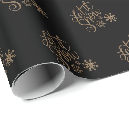 Elegantes Schwarzes und Gold Weihnachten Geschenkpapier (Rolleneckpunkt)