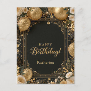Elegantes Schwarzes und Goldenes Alles Gute zum Ge Postkarte