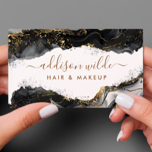 Elegantes schwarzes und goldenes Glitter-Achat Visitenkarte