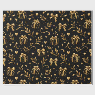 Elegantes schwarzes und goldenes Luxus-Geschenkver Geschenkpapier