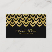 Elegantes, schwarzes und goldfarbenes geometrische visitenkarte (Vorderseite)