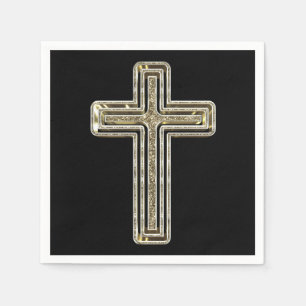 Elegantes Schwarzes und Goldqueres religiöses Serviette