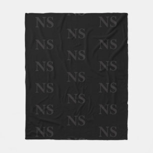 Elegantes schwarzes und graues Initial-Monogramm Fleecedecke