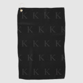 Elegantes schwarzes und graues Monogramm-Initial Golfhandtuch (Vorderseite)