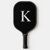Elegantes schwarzes und graues Monogramm-Initial Pickleball Schläger (Vorderseite)