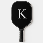 Elegantes schwarzes und graues Monogramm-Initial Pickleball Schläger (Rückseite)
