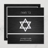 Elegantes schwarzes und metallisches silbernes Bar Einladung (Vorne/Hinten)