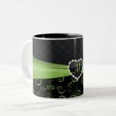 Elegantes Schwarzes und Peridot-grünes Zweifarbige Tasse (Vorderseite Links)