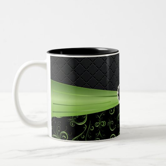 Elegantes Schwarzes und Peridot-grünes Zweifarbige Tasse (Links)