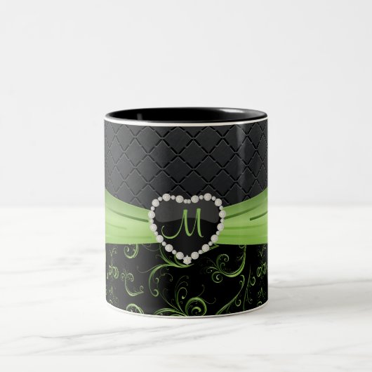 Elegantes Schwarzes und Peridot-grünes Zweifarbige Tasse (Mittel)