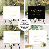 Elegantes Schwarzes und Real Foil Hochzeit Begrüßu Foliendrucke