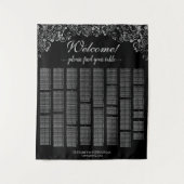 Elegantes schwarzes und silbernes Sitzplan-Chart i Wandteppich (Vorderseite)