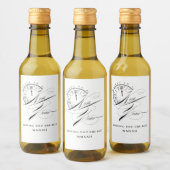 Elegantes Schwarzes und Weiß Neues Jahr Mini-Wine- Weinetikett (Flaschen)