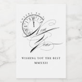 Elegantes Schwarzes und Weiß Neues Jahr Mini-Wine- Weinetikett (Einzelnes Label)