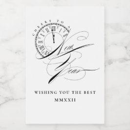 Elegantes Schwarzes und Weiß Neues Jahr Mini-Wine- Weinetikett