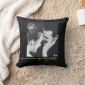 Elegantes Schwarzes Velvet Gold Verheiratete Weihn Kissen (Decke)