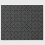 Elegantes, schwarzes Vierblätterpapier Geschenkpapier (Flach)