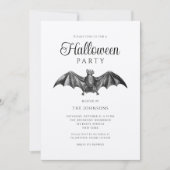 Elegantes Schwarzes Vintages Bat Halloween Einladung (Vorderseite)