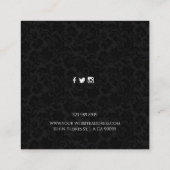 Elegantes Schwarzes Vintages Damaskusmuster Quadratische Visitenkarte (Rückseite)