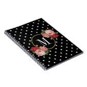 Elegantes Schwarzes Vintages Rose Blume Dots Monog Notizblock (Rechte Seite)