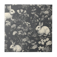 Elegantes schwarzes Waldkaninchen-Toile-Muster