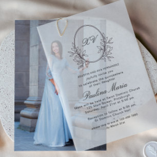 Elegantes Schwarzes Wappen Formal Quinceañera Pergament Einladungen