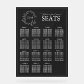 Elegantes Schwarzes Wappen Monogram Hochzeitssitze Acrylschild (Vorderseite)