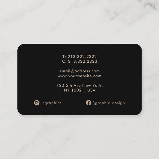 Elegantes Schwarzes Wasser Abstrakt Mit Monogramm Visitenkarte (Rückseite)