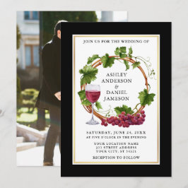 Elegantes Schwarzes Wasser Weintrauben Foto Einladung