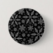 Elegantes Schwarzes Wasser Weißer Winter Schneeflo Button (Vorderseite)