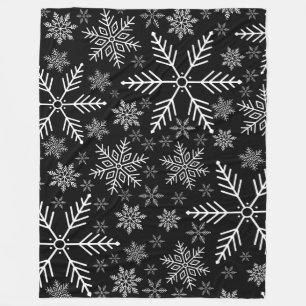 Elegantes Schwarzes Wasser Weißer Winter Schneeflo Fleecedecke