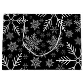 Elegantes Schwarzes Wasser Weißer Winter Schneeflo Große Geschenktüte (Vorderseite)