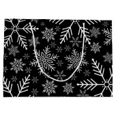 Elegantes Schwarzes Wasser Weißer Winter Schneeflo Große Geschenktüte (Rückseite)