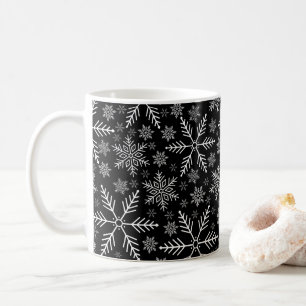 Elegantes Schwarzes Wasser Weißer Winter Schneeflo Kaffeetasse