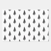 Elegantes Schwarzes Wasserfarben Tree Muster Weihn Geschenkpapier Set (Vorderseite 3)