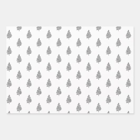 Elegantes Schwarzes Wasserfarben Tree Muster Weihn Geschenkpapier Set (Vorderseite 2)