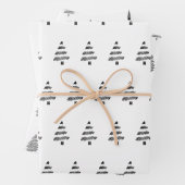 Elegantes Schwarzes Wasserfarben Tree Muster Weihn Geschenkpapier Set (Beispiel)